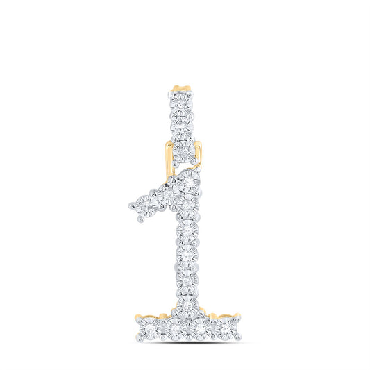 0.08 Ctw Natural Diamond Number No 1 Gift Pendant in 10k Yellow Gold