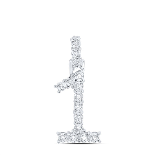0.08 Ctw Natural Diamond Number No 1 Gift Pendant in 10k White Gold