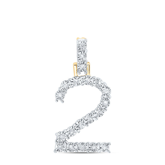 0.11 Ctw Natural Diamond Number No 2 Gift Pendant in 10k Yellow Gold