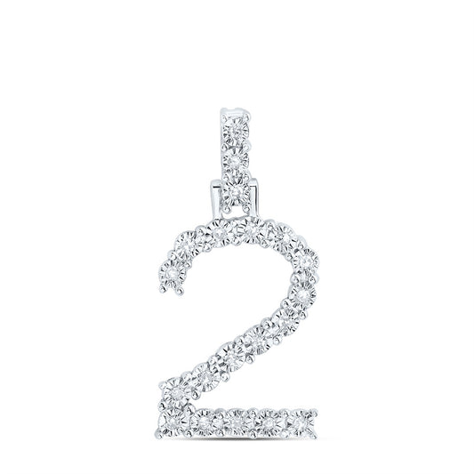 0.1 Ctw Natural Diamond Number No 2 Gift Pendant in 10k White Gold