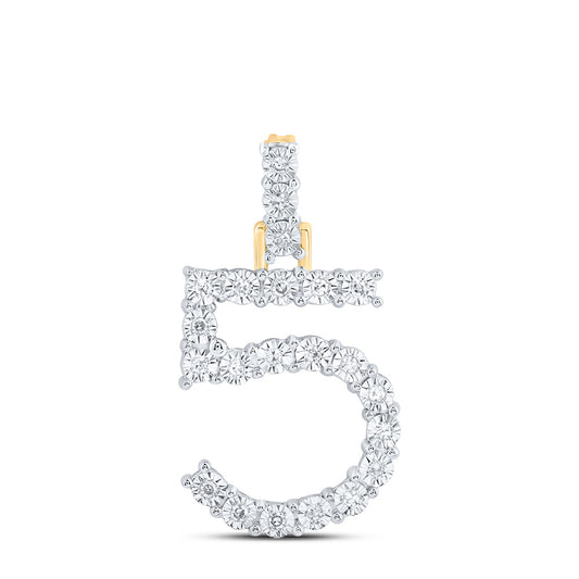 0.11 Ctw Natural Diamond Number No 5 Gift Pendant in 10k Yellow Gold