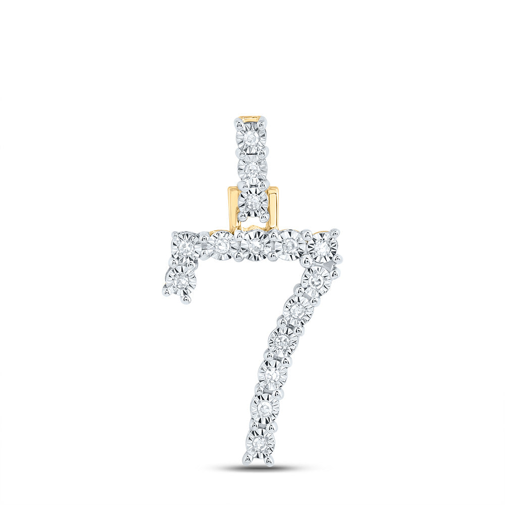 0.08 Ctw Natural Diamond Number 7 Pendant in 10k Yellow Gold