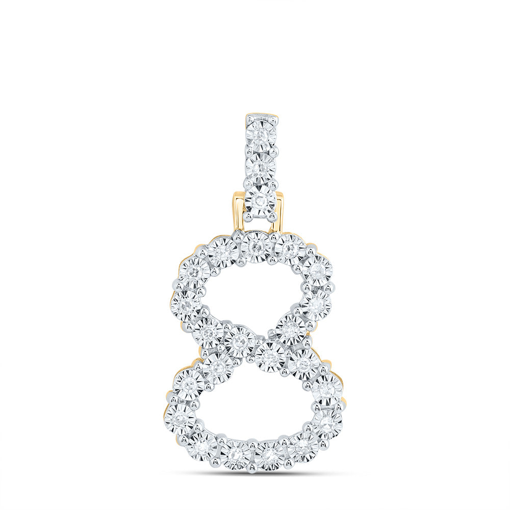 0.12 Ctw Natural Diamond Number No 8 Gift Pendant in 10k Yellow Gold