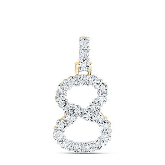 0.12 Ctw Natural Diamond Number No 8 Gift Pendant in 10k Yellow Gold