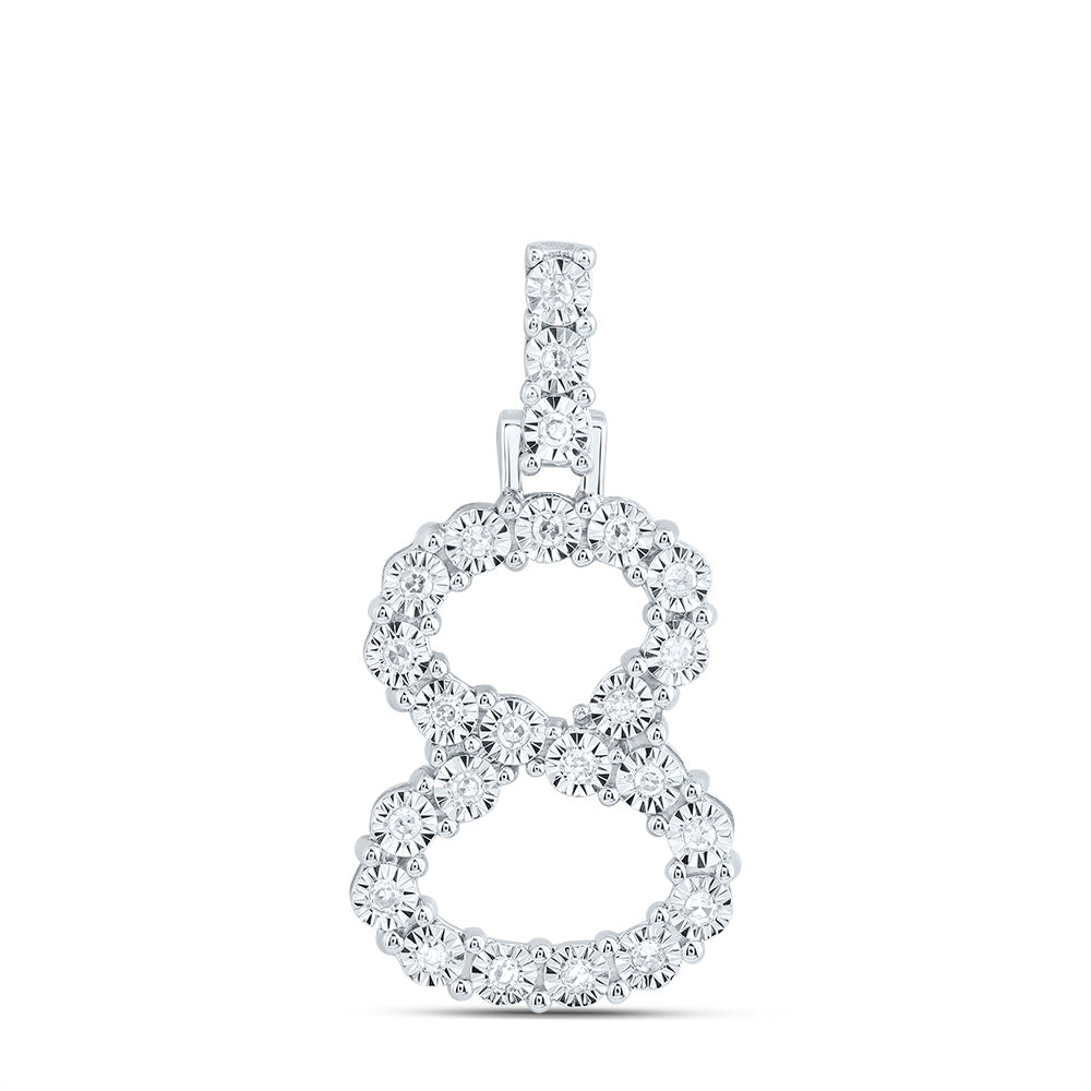 0.12 Ctw Natural Diamond Number No 8 Gift Pendant in 10k White Gold