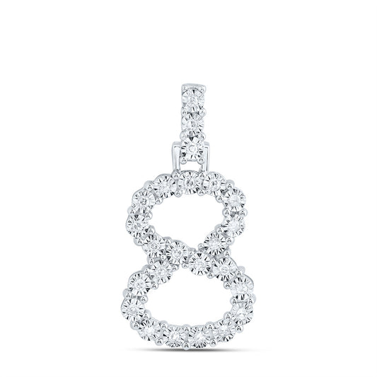0.12 Ctw Natural Diamond Number No 8 Gift Pendant in 10k White Gold