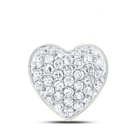0.2 Ctw Natural Diamond Heart Small Pendant in 10k Yellow Gold