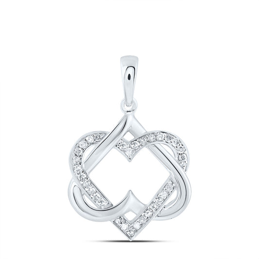0.16 Ctw Natural Diamond Double Overlapping Upside Down Heart Pendant in 10k White Gold