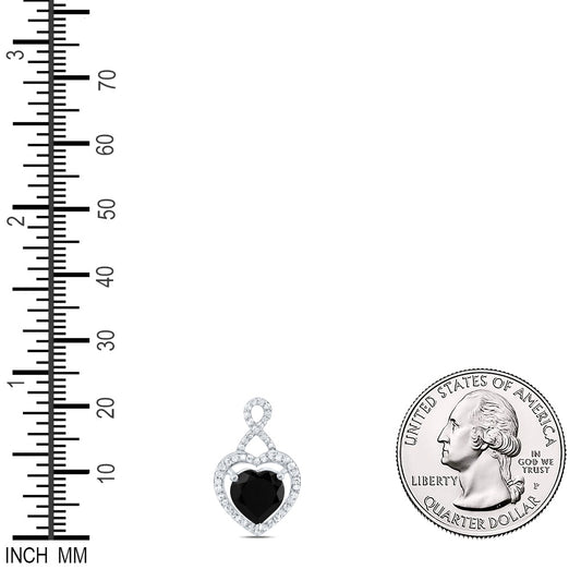 1.84 Ctw Natural Diamond Black Heart Pendant in 10k White Gold