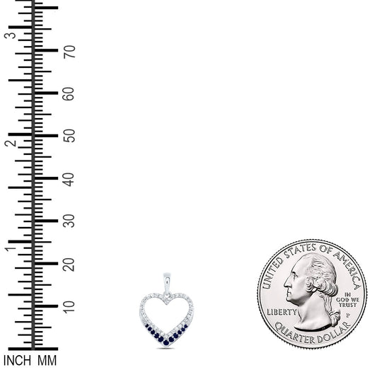 0.24 Ctw Natural Diamond Blue Open Heart Pendant in 10k White Gold