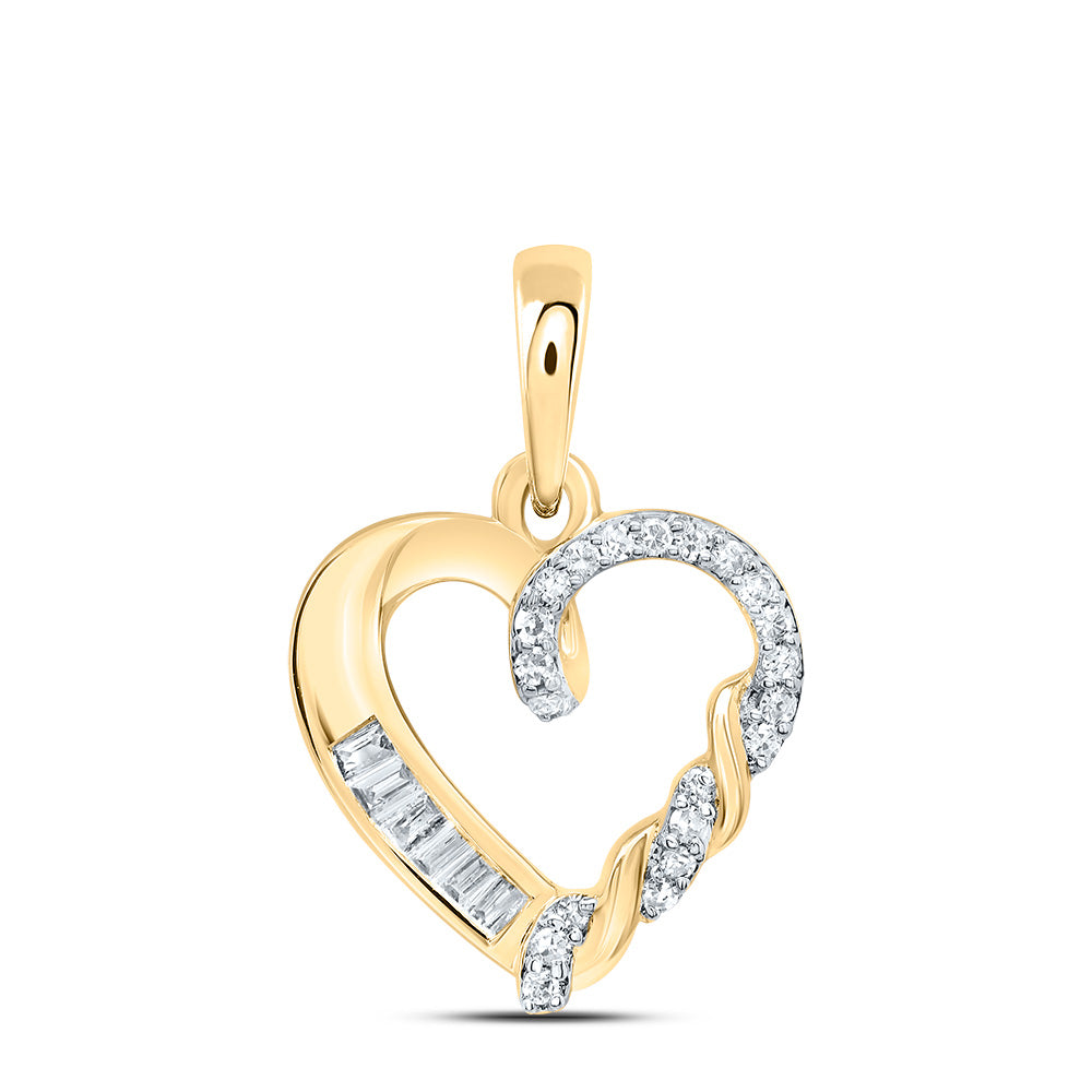0.08 Ctw Natural Diamond Open Heart Pendant in 10k Yellow Gold