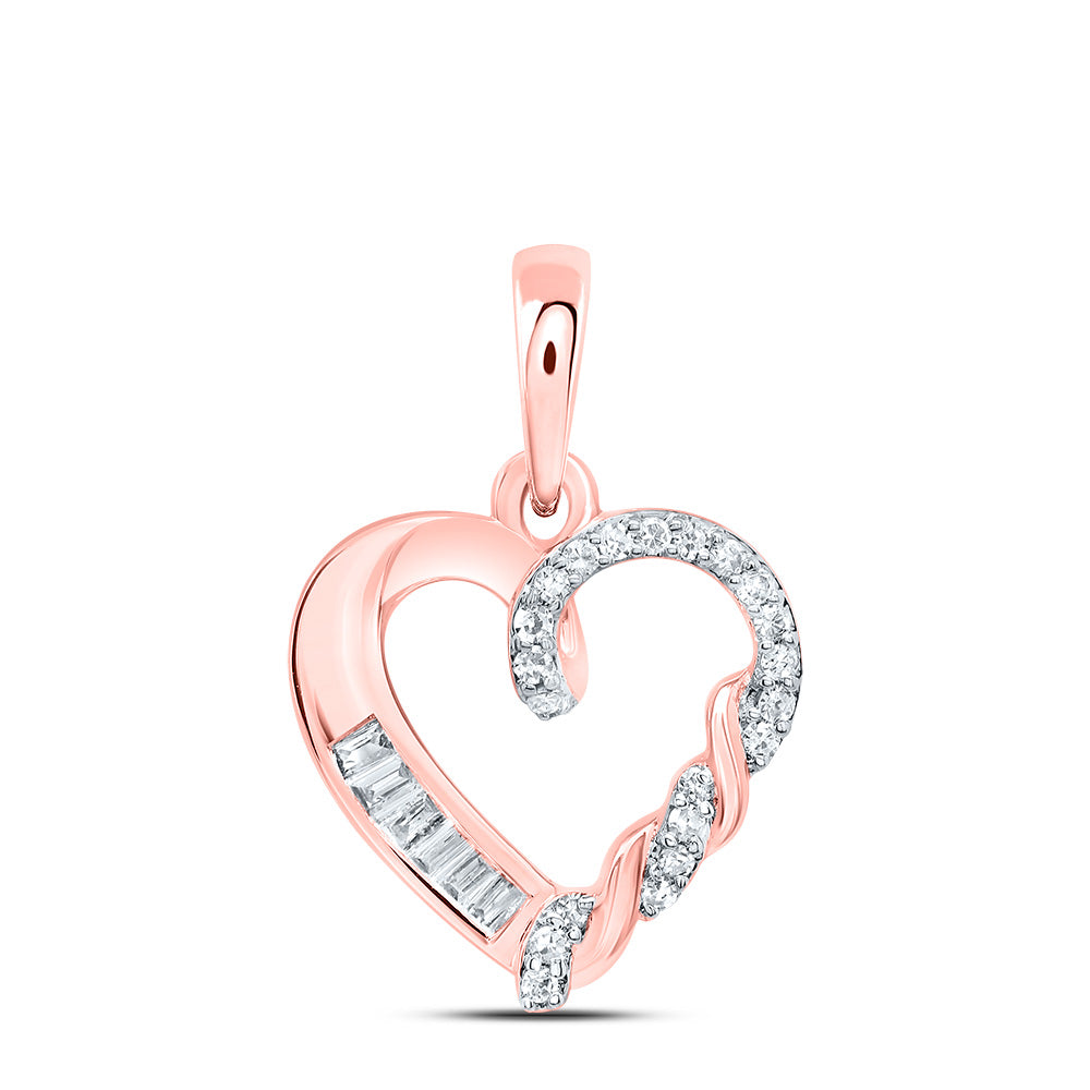 0.08 Ctw Natural Diamond Open Heart Pendant in 10k Rose Gold