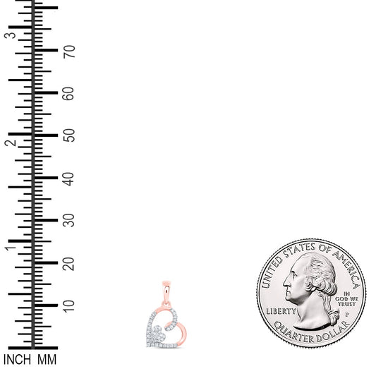 0.1 Ctw Natural Diamond Open Double Heart Pendant in 10k Rose Gold