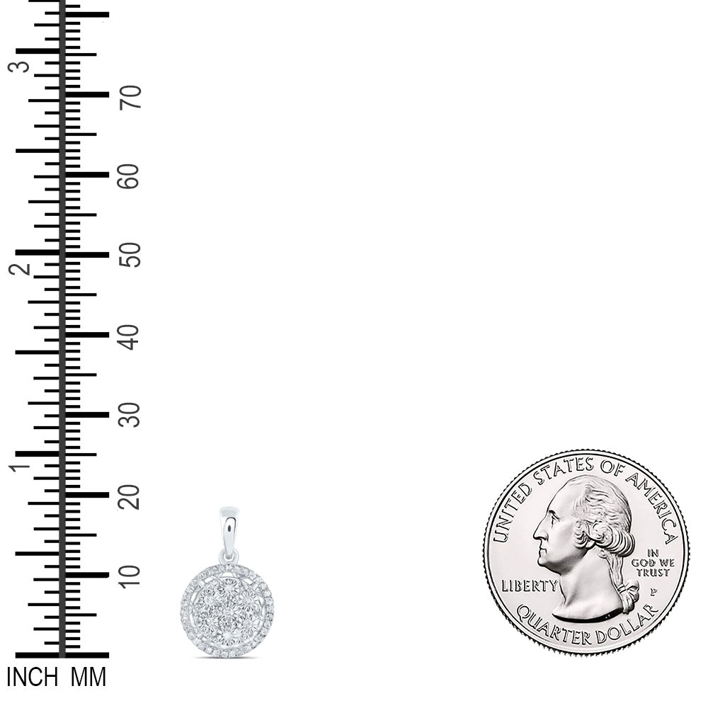 0.14 Ctw Natural Diamond Cluster Round Shape Pendant in 10k White Gold