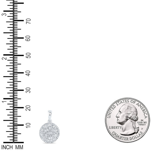 0.14 Ctw Natural Diamond Cluster Round Shape Pendant in 10k White Gold