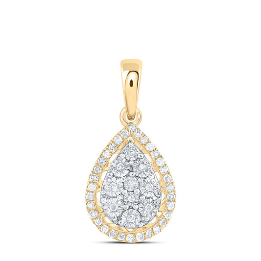 0.13 Ctw Natural Diamond Teardrop Pendant in 10k Yellow Gold