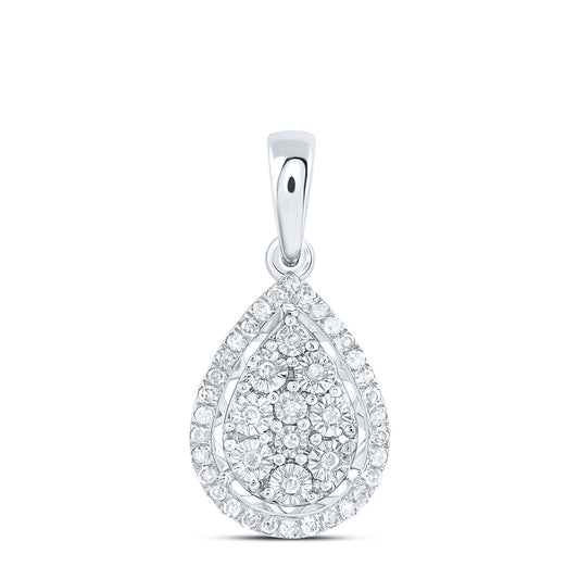 0.13 Ctw Natural Diamond Teardrop Pendant in 10k White Gold