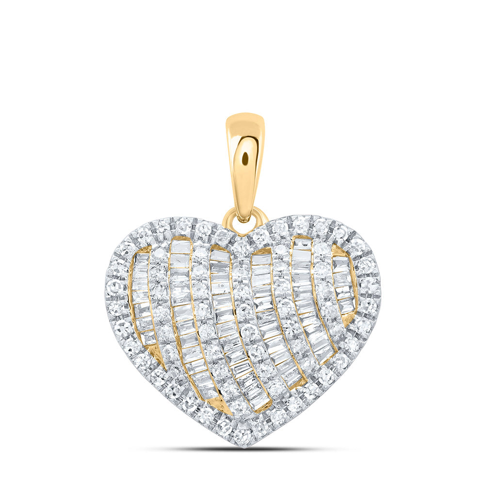 0.54 Ctw Natural Diamond Cluster Heart Pendant in 10k Yellow Gold