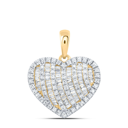 0.54 Ctw Natural Diamond Cluster Heart Pendant in 10k Yellow Gold