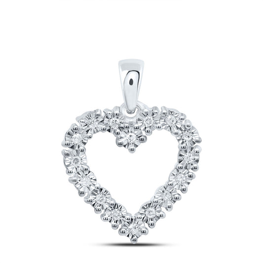 0.1 Ctw Natural Diamond Open Heart Illusion Pendant in Sterling Silver