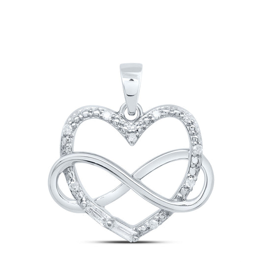0.11 Ctw Natural Diamond Heart Infinity Open Pendant in Sterling Silver