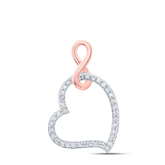 0.16 Ctw Natural Diamond Open Heart Infinity Pendant in 10k Rose Gold