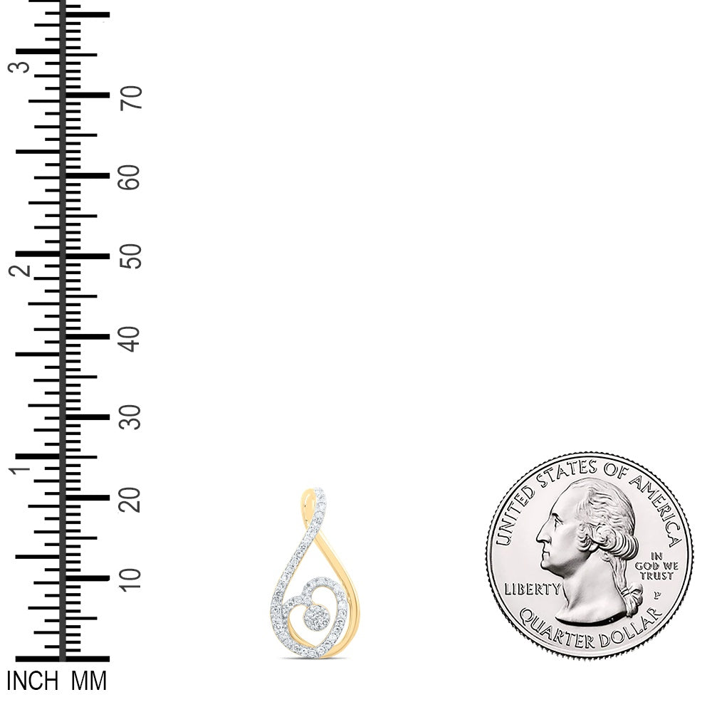 0.19 Ctw Natural Diamond Infinity Heart Pendant in 10k Yellow Gold