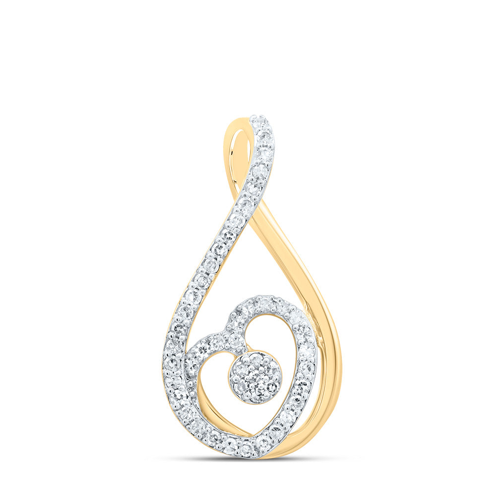 0.19 Ctw Natural Diamond Infinity Heart Pendant in 10k Yellow Gold