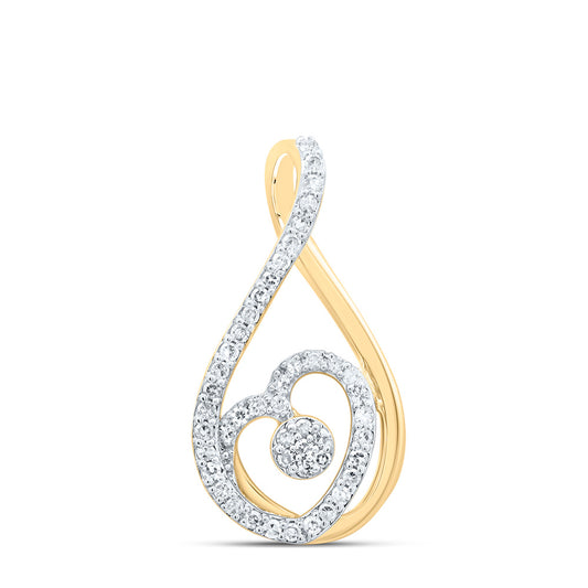 0.19 Ctw Natural Diamond Infinity Heart Pendant in 10k Yellow Gold