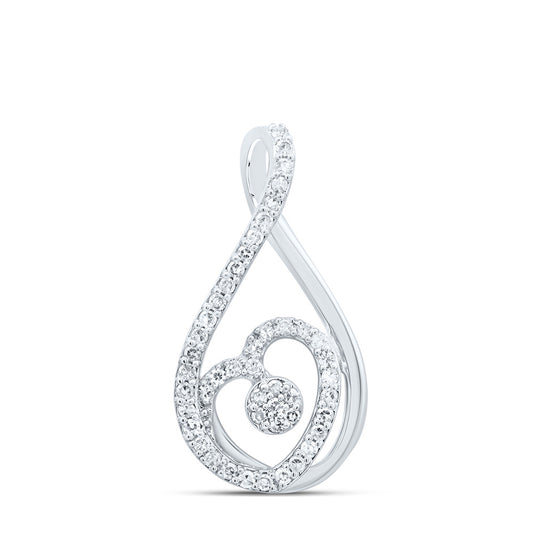 0.19 Ctw Natural Diamond Infinity Heart Pendant in 10k White Gold