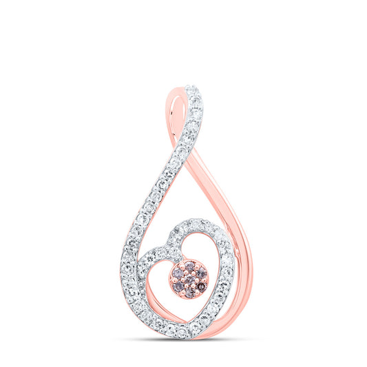 0.19 Ctw Natural Diamond Brown Heart Infinity Pendant in 10k Rose Gold