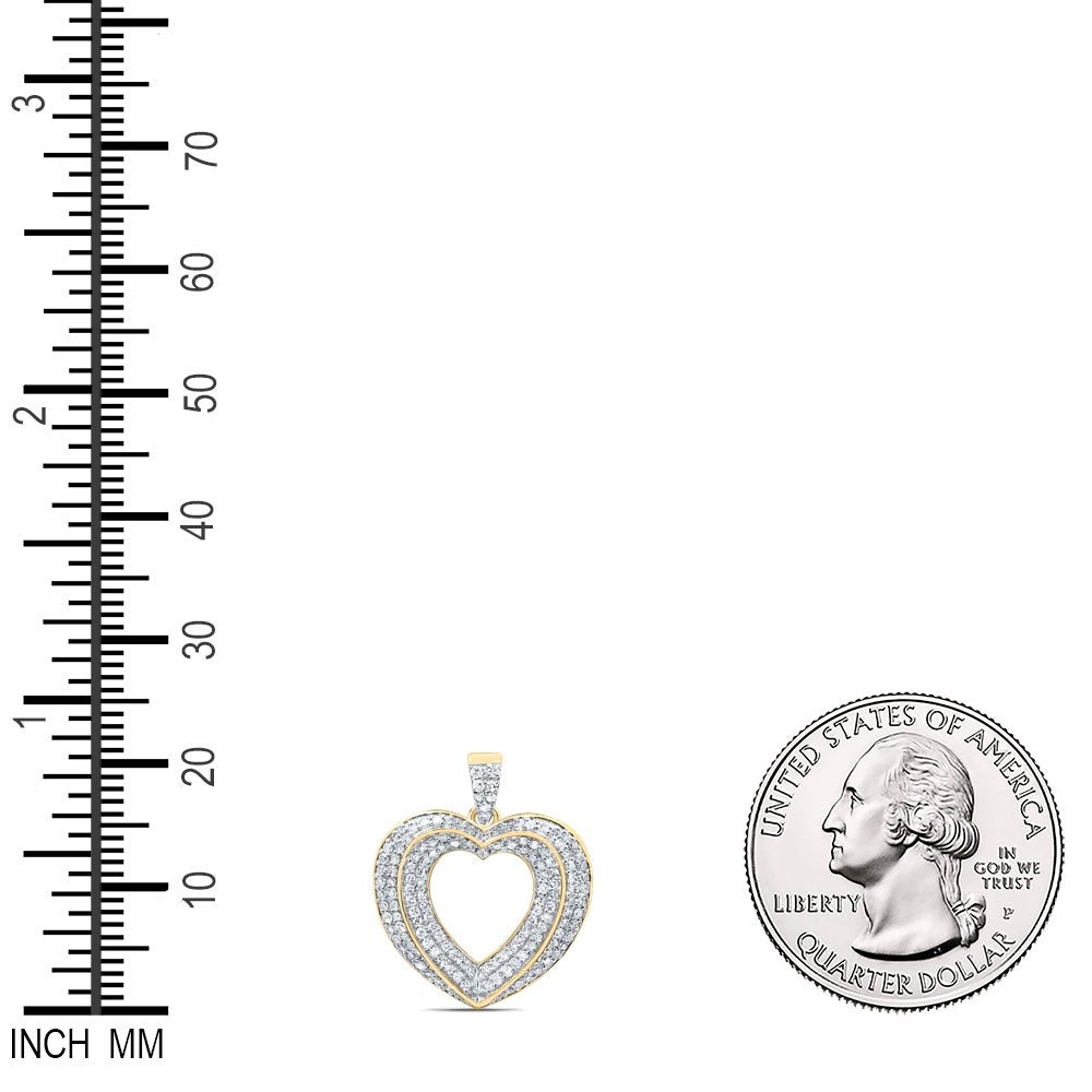 0.4 Ctw Natural Diamond Open Heart Pendant in 10k Yellow Gold