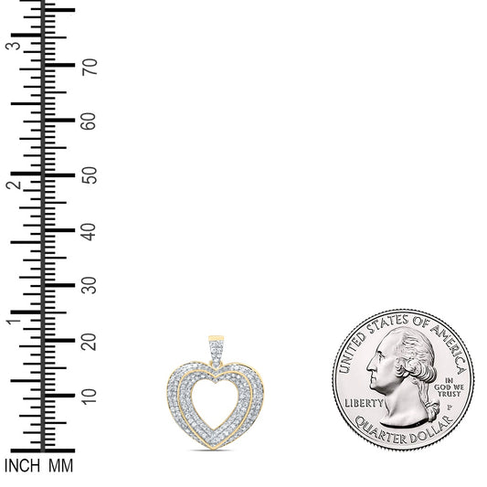0.4 Ctw Natural Diamond Open Heart Pendant in 10k Yellow Gold