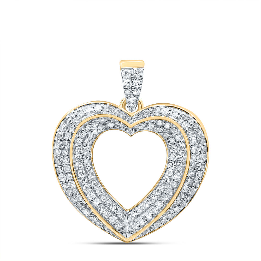 0.4 Ctw Natural Diamond Open Heart Pendant in 10k Yellow Gold