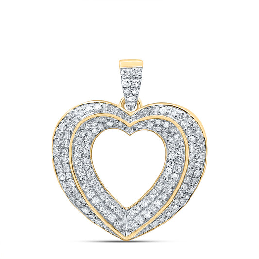 0.4 Ctw Natural Diamond Open Heart Pendant in 10k Yellow Gold