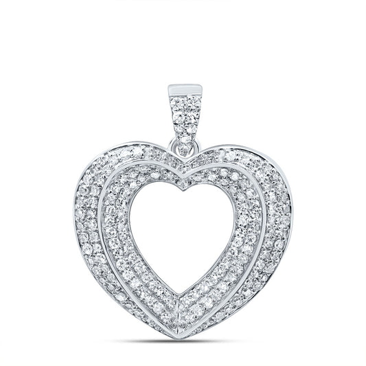 0.4 Ctw Natural Diamond Open Heart Pendant in 10k White Gold