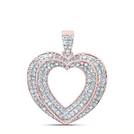 0.41 Ctw Natural Diamond Open Heart Pendant in 10k Rose Gold