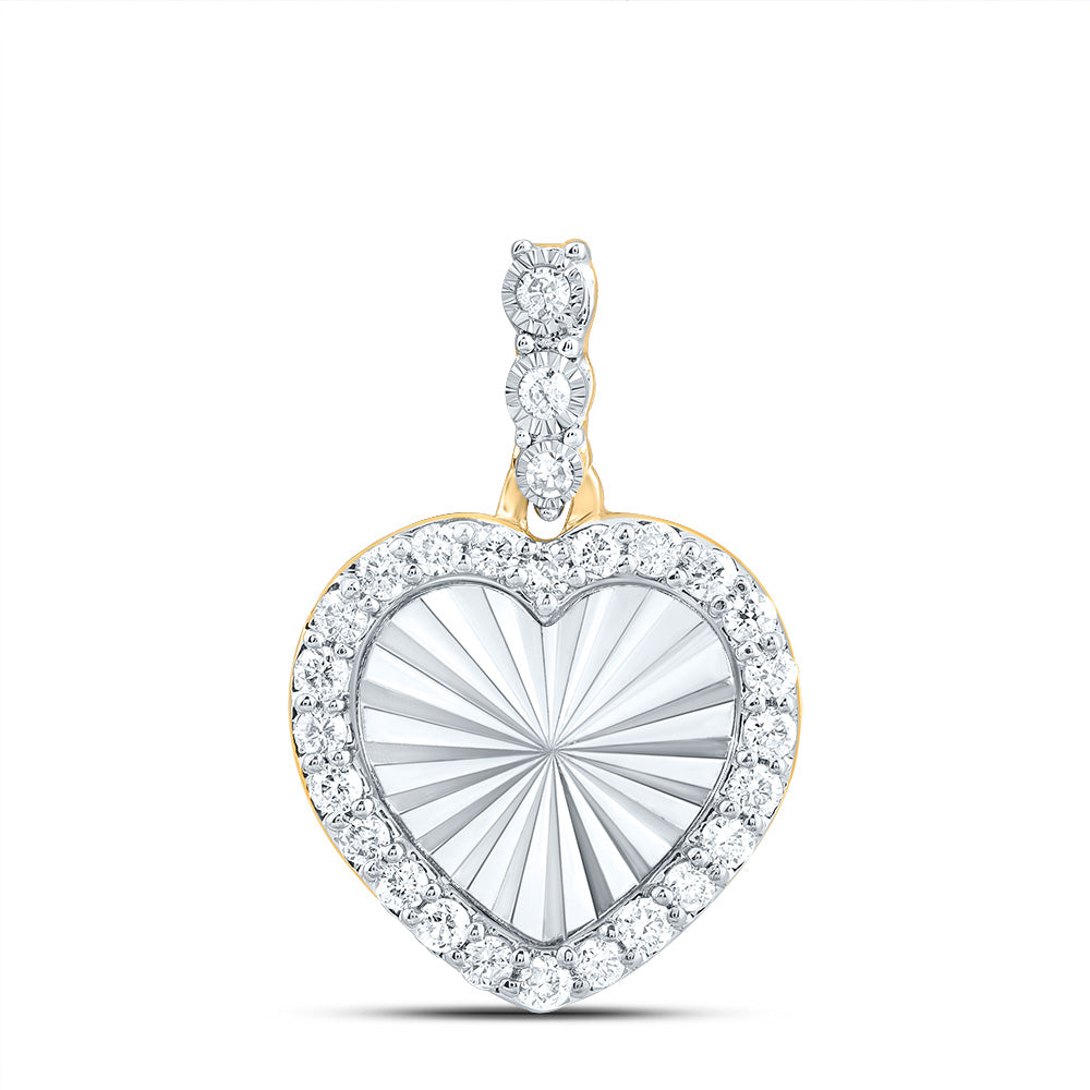0.17 Ctw Natural Diamond Illusion Heart Pendant in 10k Yellow Gold