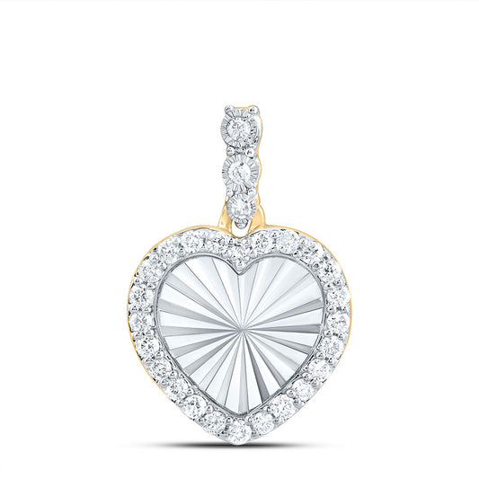 0.17 Ctw Natural Diamond Illusion Heart Pendant in 10k Yellow Gold