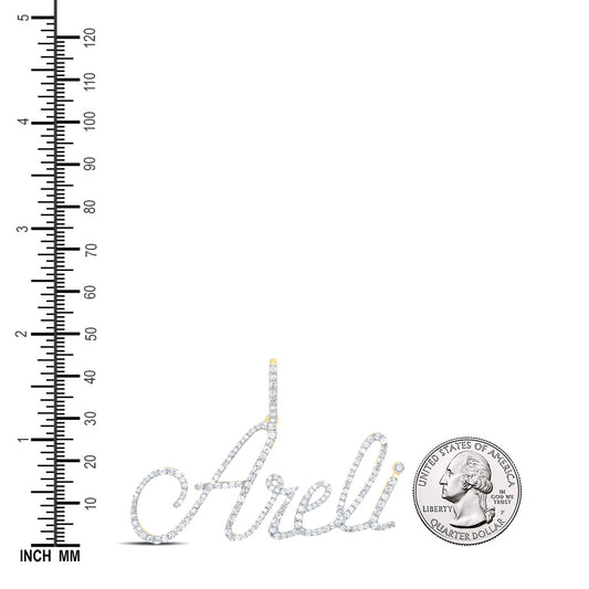 0.76 Ctw Natural Diamond Areli Nameplate Pendant in 10k Yellow Gold