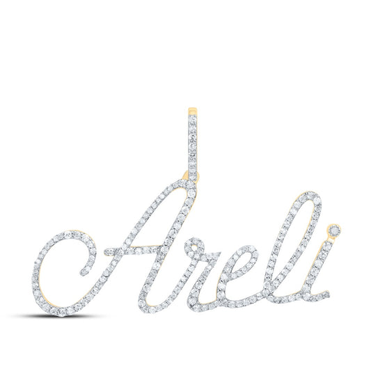 0.76 Ctw Natural Diamond Areli Nameplate Pendant in 10k Yellow Gold