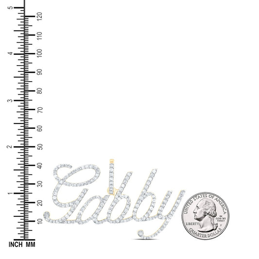 0.93 Ctw Natural Diamond Gabby Nameplate Pendant in 10k Yellow Gold