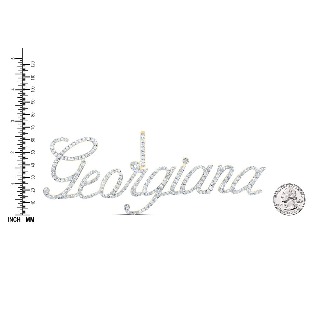 1.21 Ctw Natural Diamond Georgiana Nameplate Pendant in 10k Yellow Gold