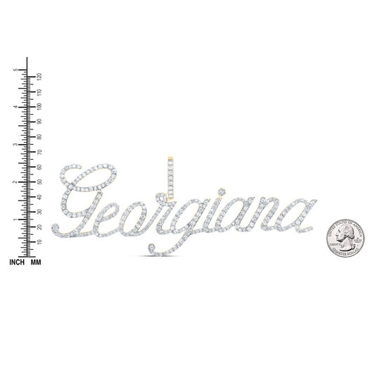 1.21 Ctw Natural Diamond Georgiana Nameplate Pendant in 10k Yellow Gold