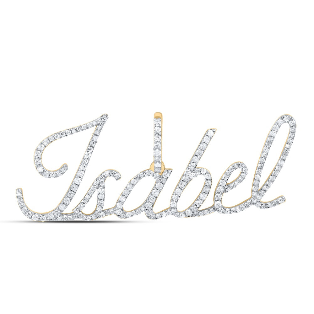 0.89 Ctw Natural Diamond Isabel Nameplate Pendant in 10k Yellow Gold