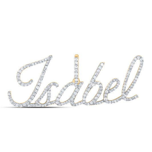 0.89 Ctw Natural Diamond Isabel Nameplate Pendant in 10k Yellow Gold