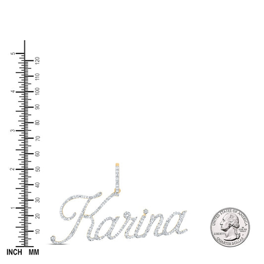 0.88 Ctw Natural Diamond Karina Nameplate Pendant in 10k Yellow Gold