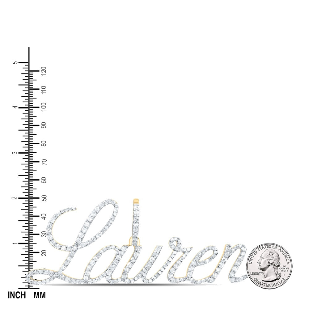 0.84 Ctw Natural Diamond Lauren Nameplate Pendant in 10k Yellow Gold