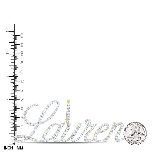 0.84 Ctw Natural Diamond Lauren Nameplate Pendant in 10k Yellow Gold