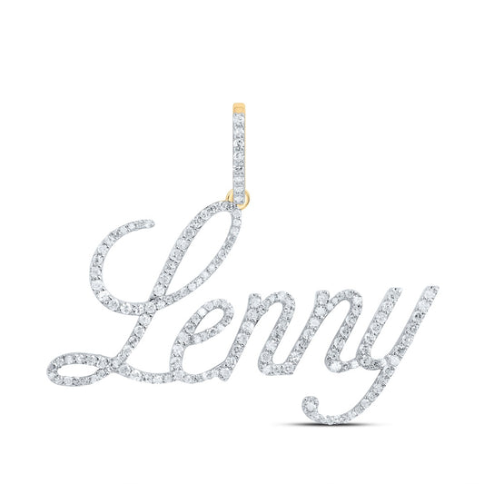 0.74 Ctw Natural Diamond Lenny Nameplate Pendant in 10k Yellow Gold